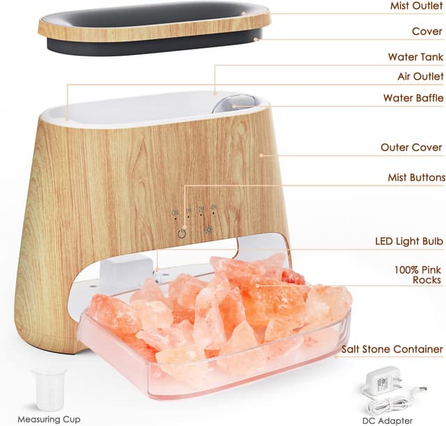Thumbnail 6 de SALKING 2-in-1 Aroma Diffuser & Salt Range Pakistan Lampe mit Flammeneffekt, 150 ml (Holz)