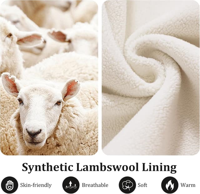 Detalle de Kfnire Warme Jogginghose Damen Winter mit Sherpa-Fleece-Fütterung, Thermo-Shortschnitt & Kordelzug