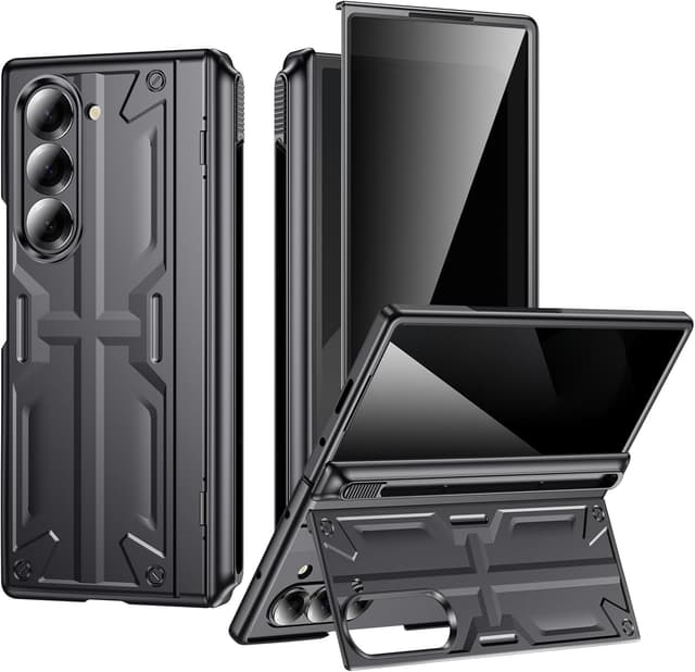 Detalle de Kaiiecal for Samsung Galaxy Z Fold6 Slim Hinge Stand Case with Privacy Screen Protector (Black)