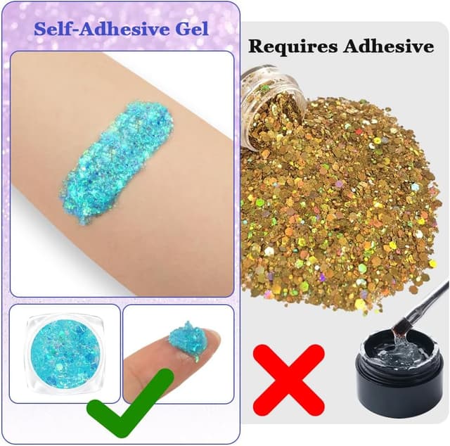 Detalle de AOOWU Festival gel glitterato per viso e corpo con 6 colori