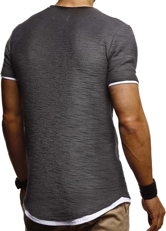 Detalle de Leif Nelson T-shirt homme à col rond : coupe ajustée et style casual