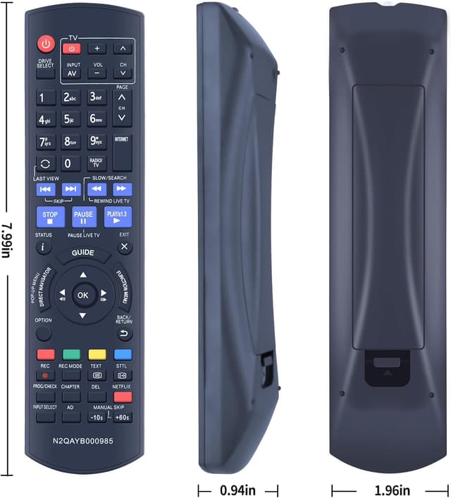 Detalle de TCNOUMT N2QAYB000985 replacement remote for Panasonic DVD and disc recorders