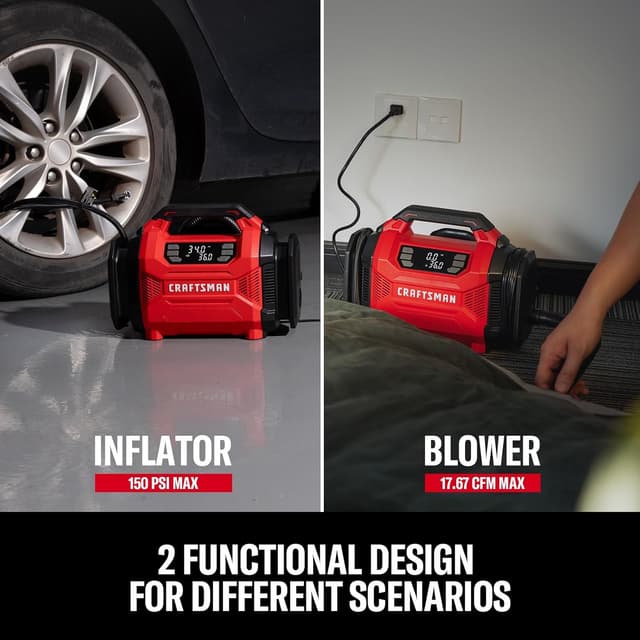 Thumbnail 2 de Craftsman Dual Power Tire Inflator Portable Air Compressor (12V DC + 120V AC) Up to 150 PSI