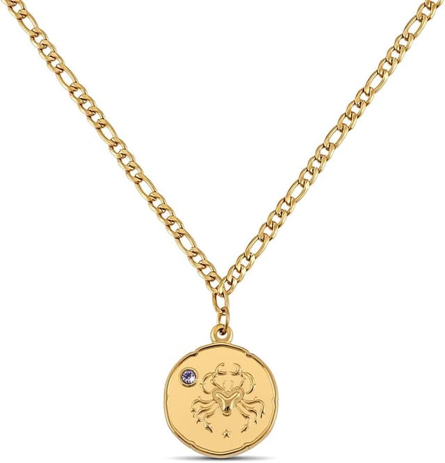 Detalle de GD GOOD.designs EST. 2015 Collier en or 18K avec pierre de naissance et pendentif zodiaque