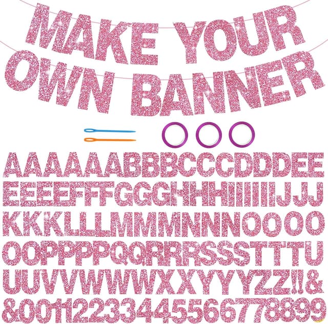 Imagen de BEISHIDA 116-piece Glitter Pink Letter Banner Kit 🎉 en OfertitasTOP