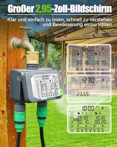 Detalle de RAINPOINT Programador de riego con 2 salidas y temporizador automático (retardo por lluvia y modo manual)