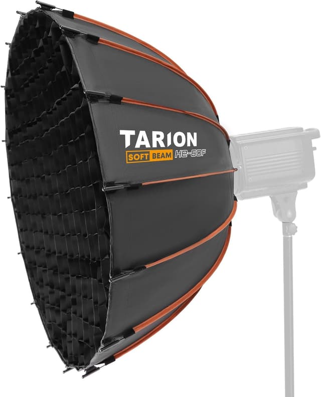 Detalle de TARION Parabolische Softbox Bowens Quick-Release (60 cm) mit Diffusoren, Wabengitter & Tasche