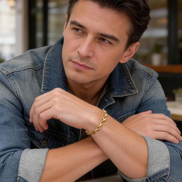 Detalle de XUANPAI Herren-Armband aus Edelstahl mit Weizenkette (Gold vergoldet, Silber oder Schwarz) in 4/5 mm, Länge 19–23 cm