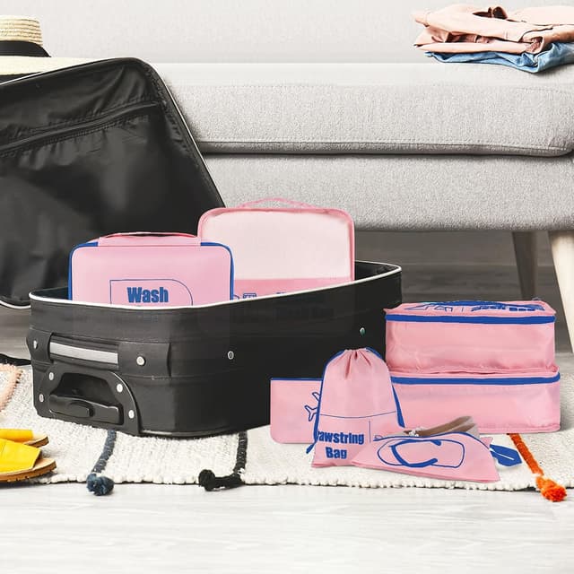 Thumbnail 6 de Set 7 pezzi AiQInu Organizer Valigie impermeabili con packing cube e porta scarpe