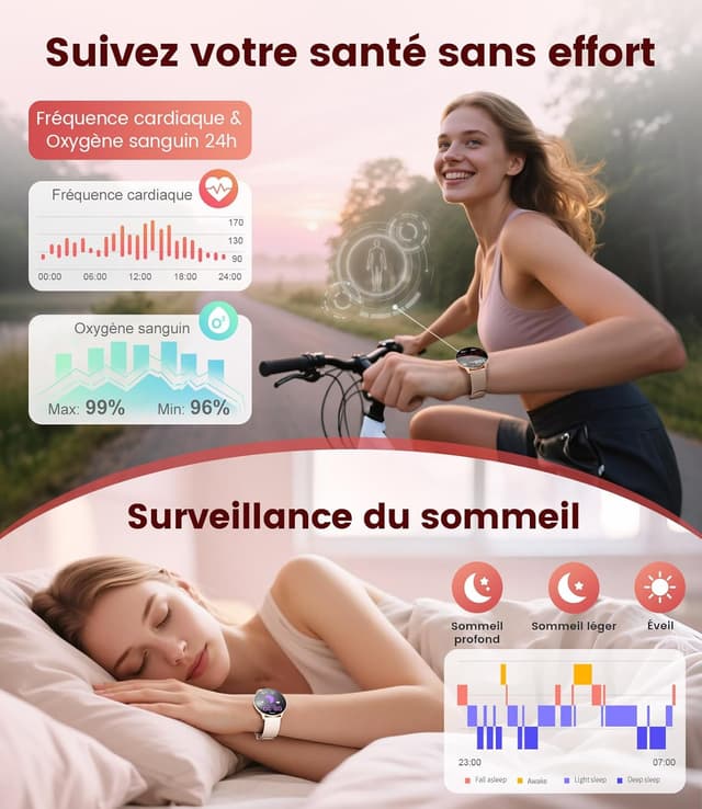 Detalle 2 de BENYAR Smart Montre Connectée Femme 1,43" AMOLED
