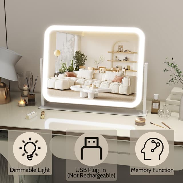 Detalle de ROLOVE 17"x13" Lighted Vanity Mirror with 10X Magnification 💄