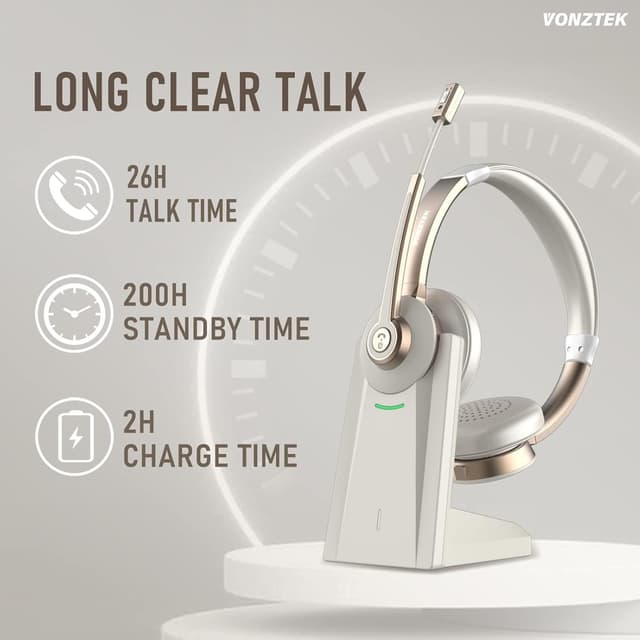 Thumbnail 6 de Vonztek Wireless Headset with QCC v5.1 Bluetooth 26 Hrs