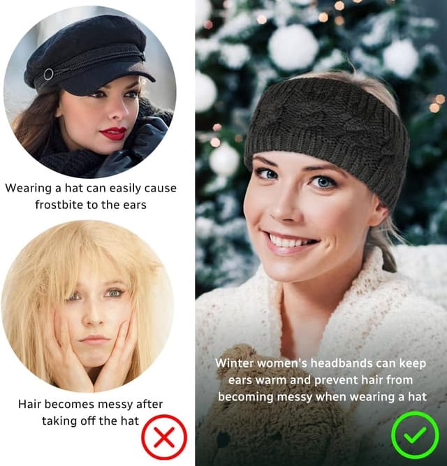 Thumbnail 6 de LOPHE Bandeau peluche hiver femme extensible gris foncé – cache-oreilles pour courir ou skier