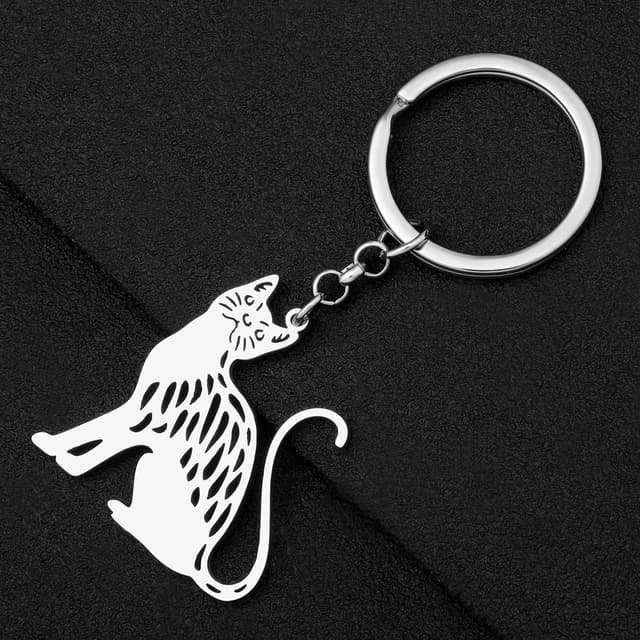 Detalle de Porte-clés chien BAMAY en acier inoxydable (breloque race, finition polie) pour clés et sacs