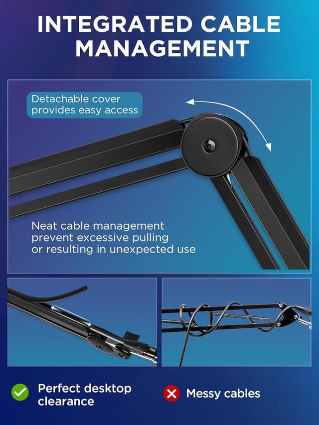 Detalle de InnoGear Mic Boom Arm Microphone Stand with Cable Management Channels