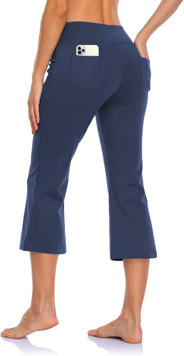 Detalle de MOVE BEYOND Butterweiche Damen Bootcut Yogahose mit Bauchkontrolle und 4 Taschen