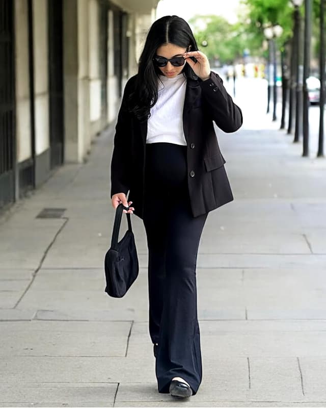 Detalle 2 de G4Free Umstandshose Damen Umstandsleggings mit hoher Taille, Bootcut und Taschen