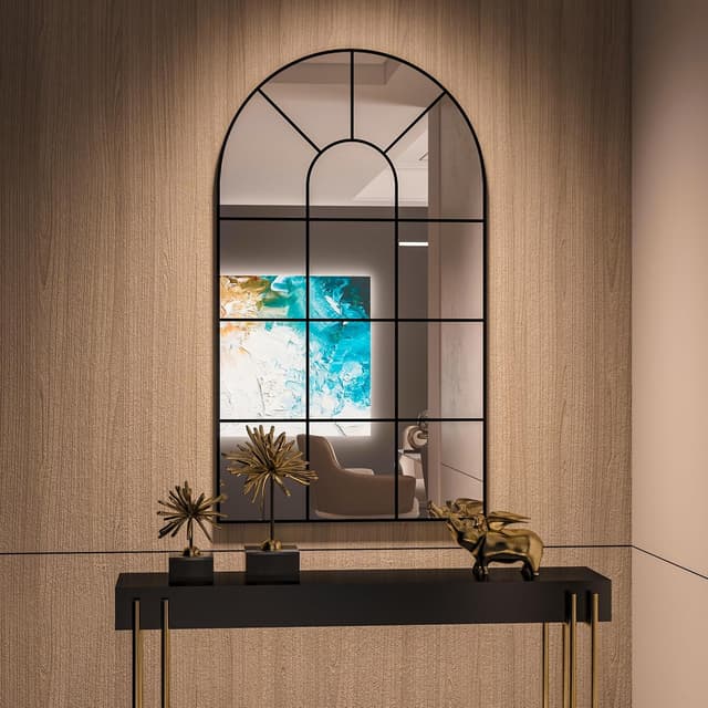 Detalle de CASSILANDOSpecchio da parete per finestra ad arco 105 x 60 cm nero