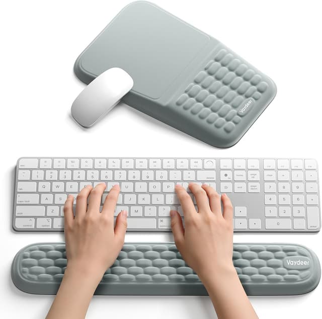 Detalle de Ensemble repose-poignet 2 en 1 pour clavier et souris Vaydeer — mousse à mémoire de forme inclinée 8°