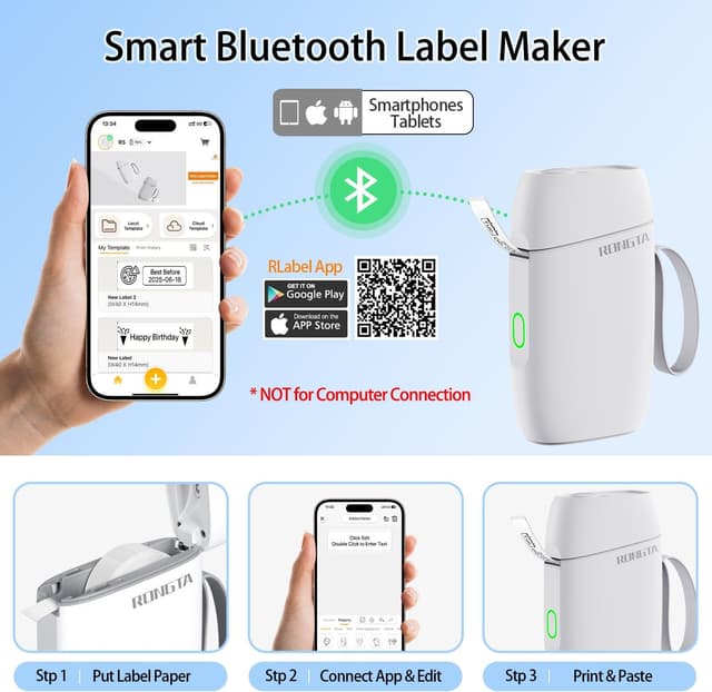 Detalle de Rongta Mini Label Maker: Compact Bluetooth Printer