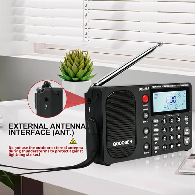 Detalle de QODOSEN Radio portatile DX-286 con chip NXP TEF6686, 1000 preset e ricezione LW/MW/FM/SW