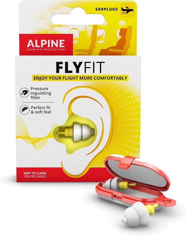 Detalle de Alpine FlyFit Gehörschutz-Ohrstöpsel für Flugzeuge – Druckausgleich, weiche Filter, wiederverwendbar