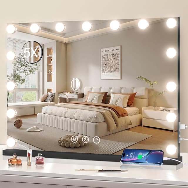 Thumbnail 6 de halumao Hollywood Vanity Mirror with Lights (58 x 48 cm) with 3 light modes, smart touch control and USB/Type-C outputs