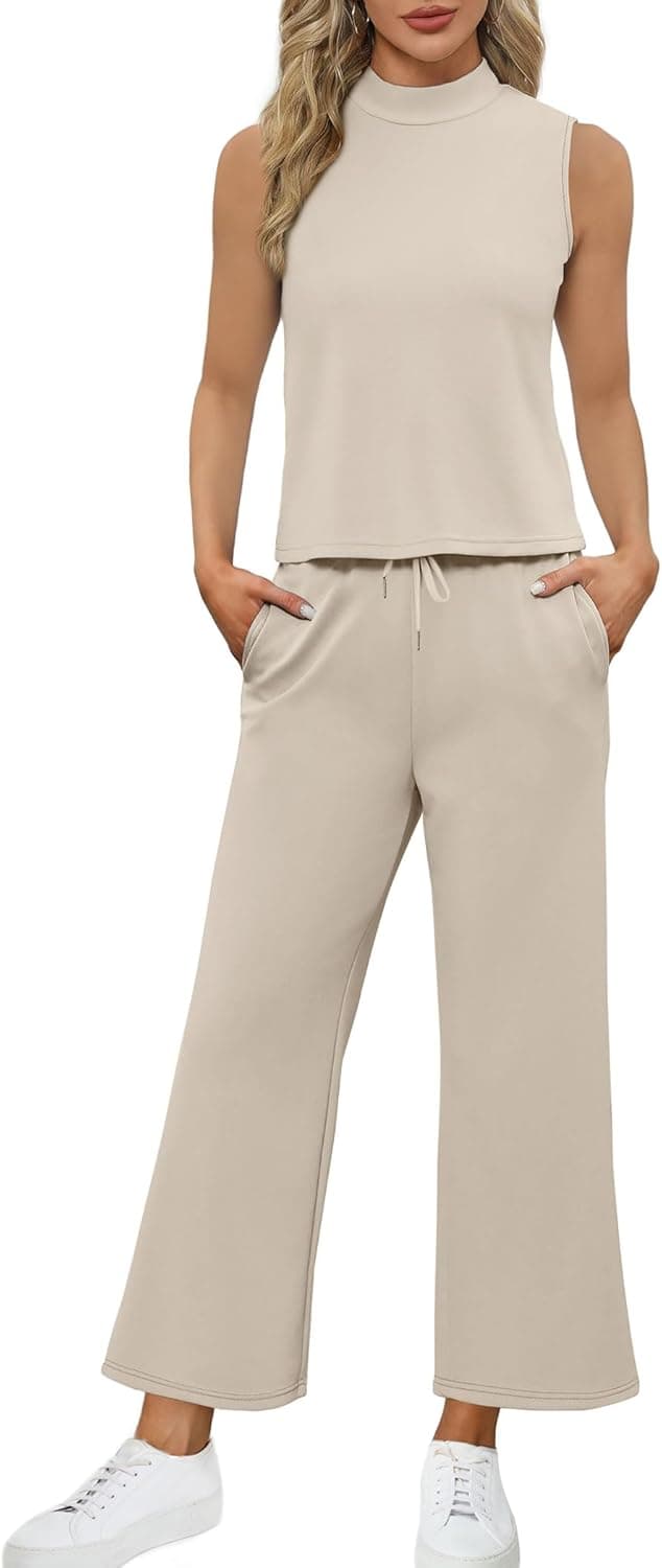 Detalle de SAMPEEL Two Piece Sets Mock Neck Crop Pants