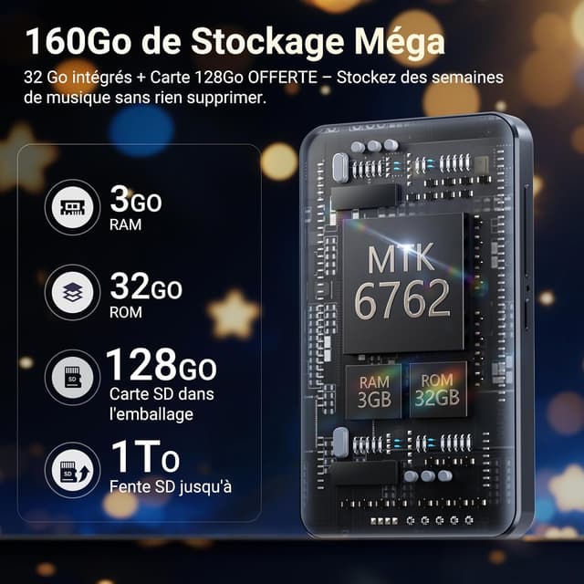 Detalle 2 de MECHEN H10 Lecteur MP3 Android 160 Go