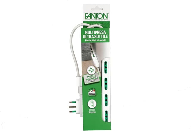 Detalle 2 de Multipresa FANTON 47404 SLIM da 1,5 metri con 4 prese bipasso