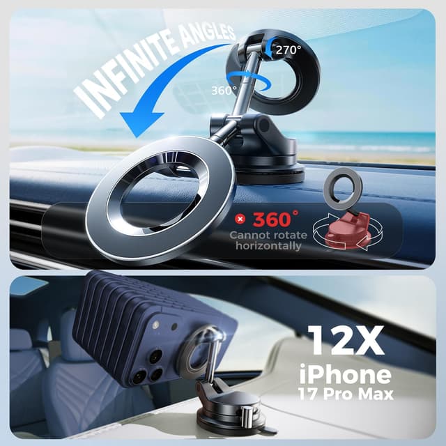 Thumbnail 3 de LISEN Vakuum Magnet‑Autohalterung für iPhone