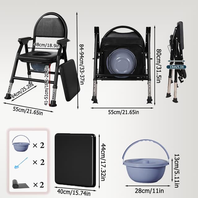 Thumbnail 1 de NJUN Toilettenstuhl Senioren höhenverstellbar 400 kg