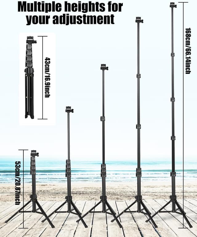 Detalle de CAMBOFOTO 66" /168cm phone tripod: compact selfie stick + 360° swivel stand