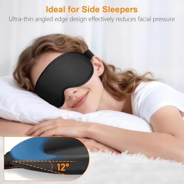 Detalle 2 de Gritin 100% Blackout Sleep Eye Mask – 3D zero-pressure eye design for side sleepers