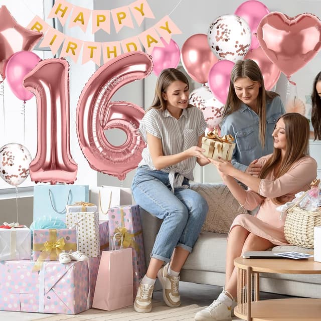 Detalle 2 de Déco ballons 16 ans anniversaire fille