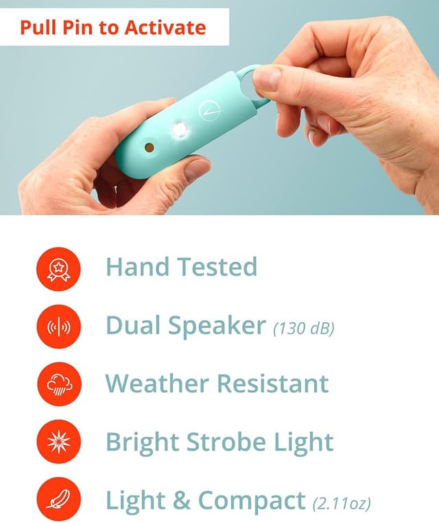 Detalle de Vantamo personal alarm keychain for women with strobe LED and low-battery notice (extra loud 130dB)