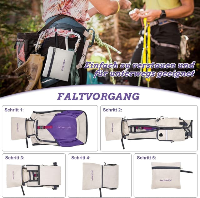 Detalle 2 de BECOJADDE 15L Wanderrucksack – leichter faltbarer Daypack für Camping, Outdoor & Tagesausflüge