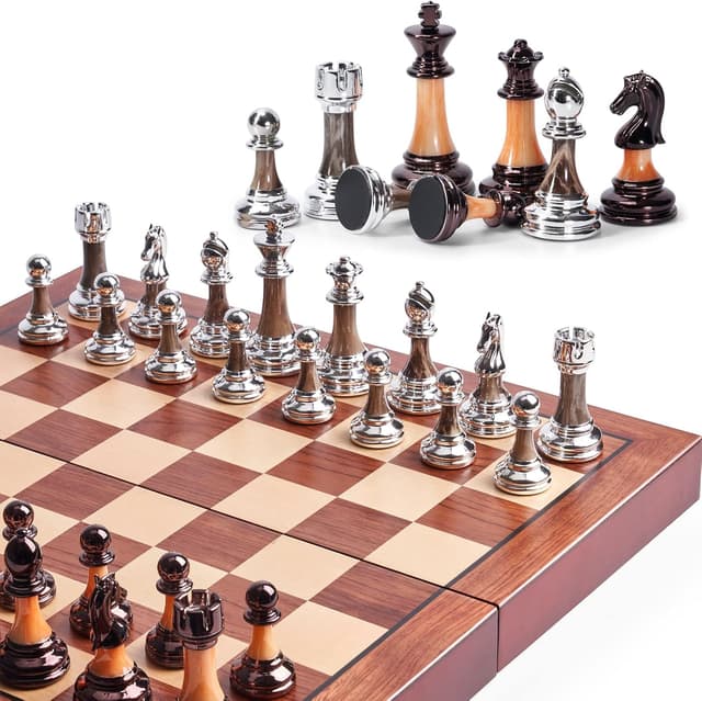 Detalle de VAMSLOVE Chess Set 16" Folding Board with 3.5" King ♟