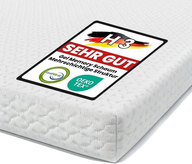 Detalle de FRIDEKO Topper 180x200 cm H2/H3 mit Gel-Kaltschaum-Bezug für Boxspringbett & Schlafsofa