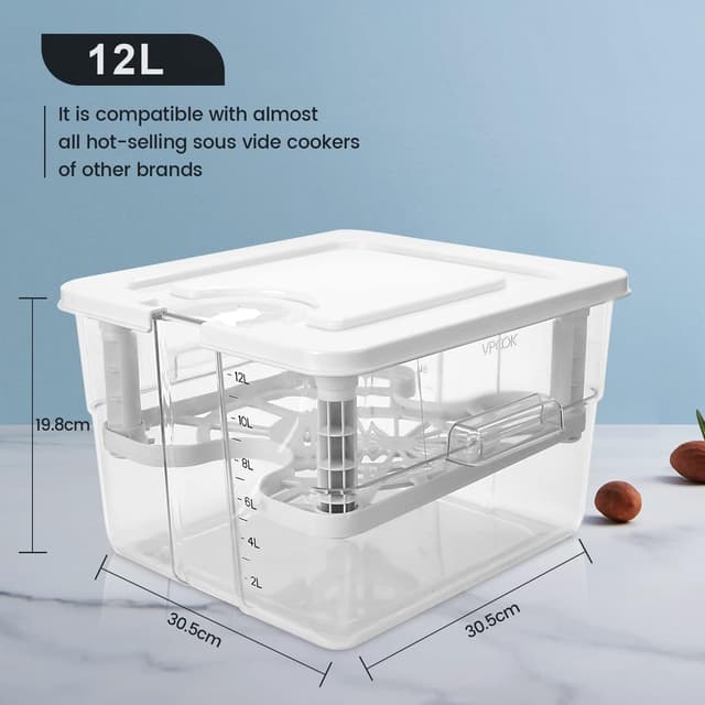 Detalle de Set contenitore sous vide 12L con coperchio e griglia 7 in 1 compatibile per roner professionale