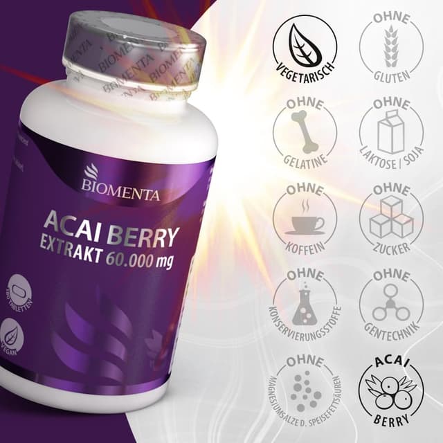 Thumbnail 3 de BIOMENTA Acai Beeren 60.000 mg Tabletten đ