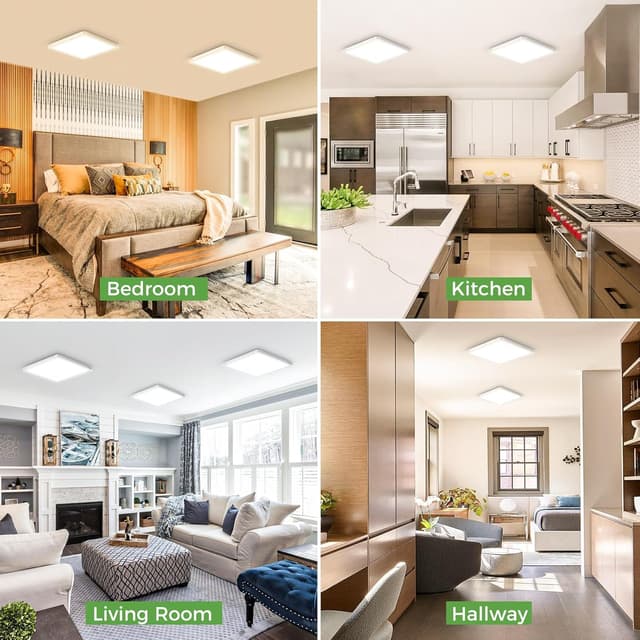 Thumbnail 6 de zemty 2er-Set LED-Deckenleuchte flach (IP44) mit 3 Farbtemperaturen 3000K/4000K/6500K