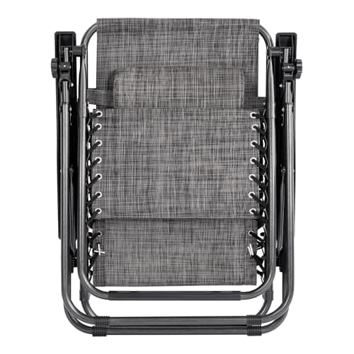 Detalle de T-LOVENDO Pack de 2 tumbonas o sillas de exterior plegables Gravedad Zero (2 unidades) Gris