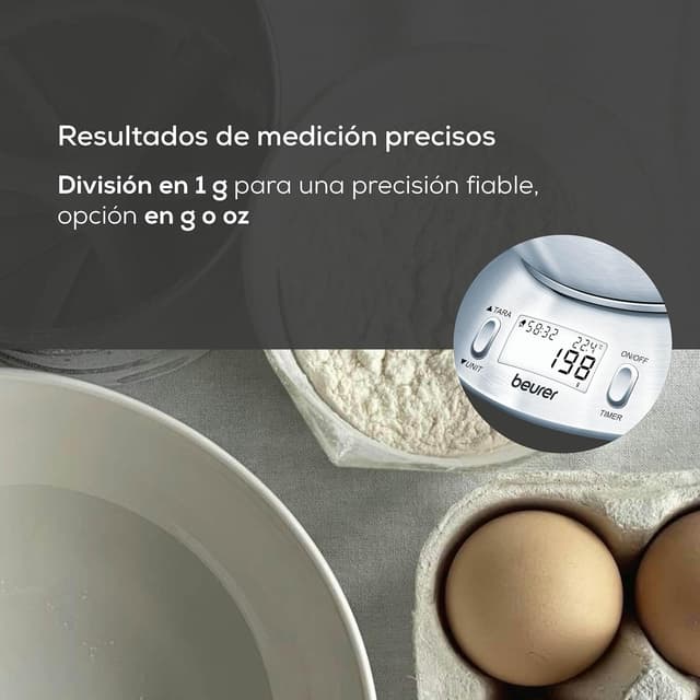 Detalle 1 de Beurer KS 54 Báscula de Cocina con Cuenco Inoxidable 🍽