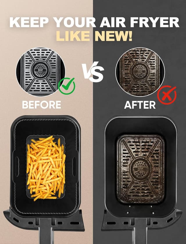 Detalle de Xaarmonex Silicone Air Fryer Liners 2 Pack for Dual Zone Ninja & other large air fryers