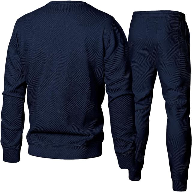 Detalle 2 de JMIERR Herren-Jogginganzug 2-teiliges Set mit Sweatshirt und Jogginghose (Strukturmuster)
