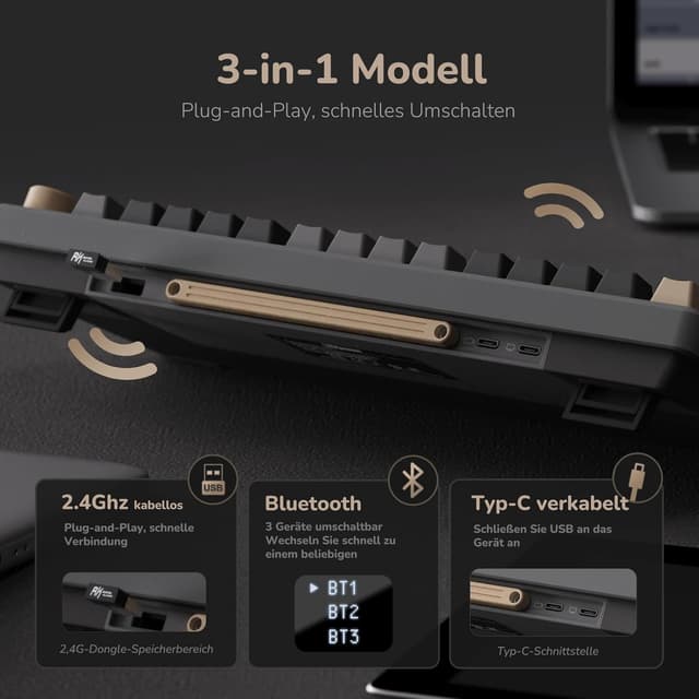 Detalle 2 de RK ROYAL KLUDGE M75 Gaming Tastatur 75% Grau ⌨