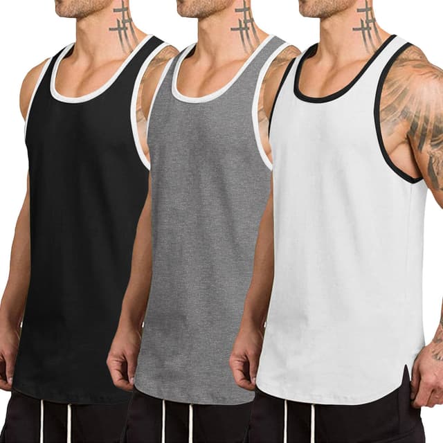 Detalle 2 de COOFANDY Men’s 3-Pack Quick-Dry Workout Tank Tops (Gym Muscle Tee)