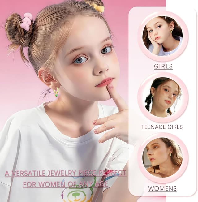 Detalle de Bewenda Ohrringe aus 925 Silber für Kinder und Damen – kleine Creolen mit Herz und Zirkonia (hypoallergen)