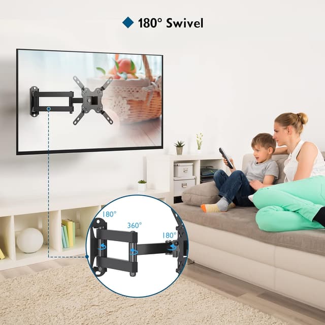 Detalle 2 de BONTEC Support mural TV orientable et inclinable 13 à 42 pouces (max VESA 200x200 mm) jusqu’à 20 kg